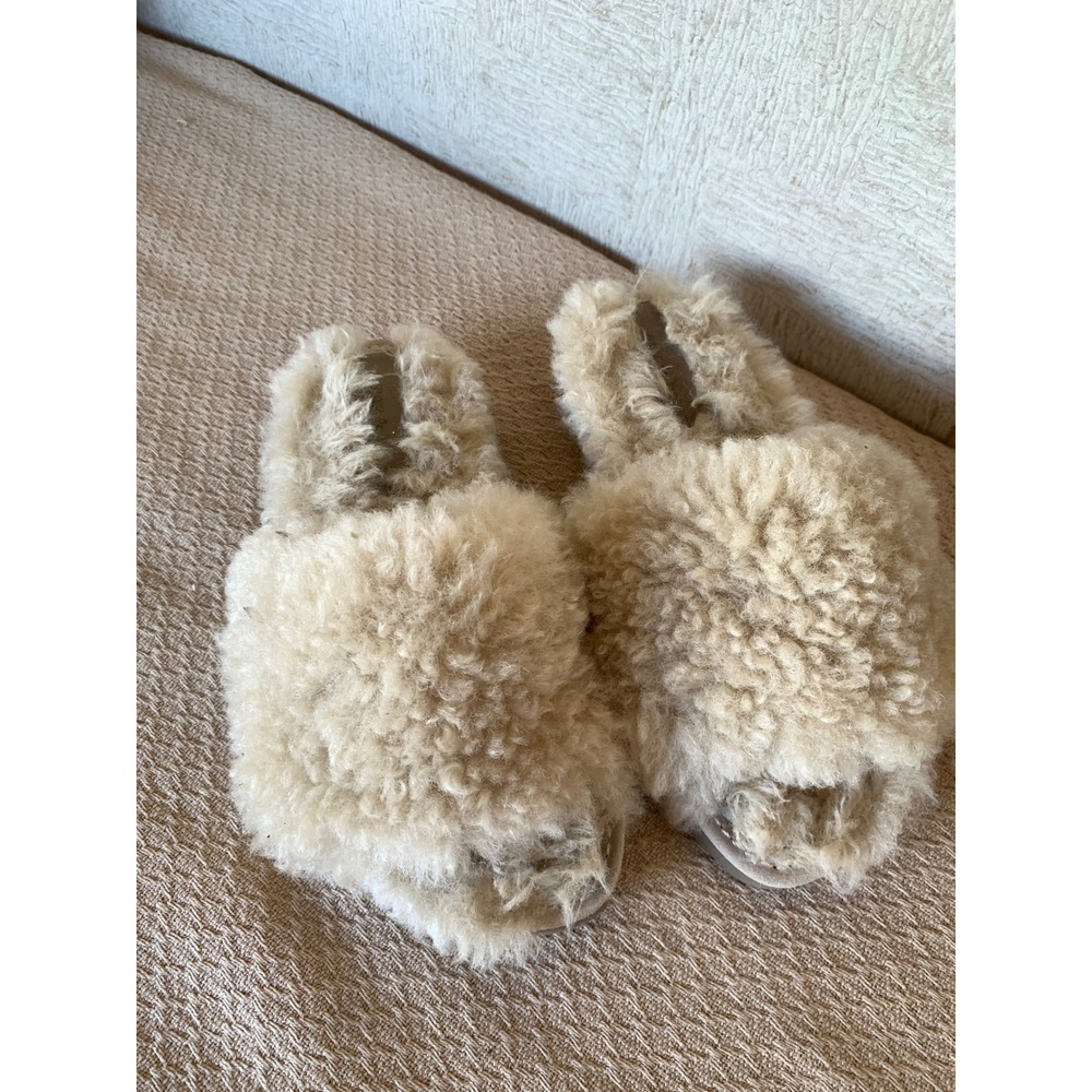 Rag & Bone Ansley Shearling Slides Cream Beige Curly Fur Slippers Womens 35